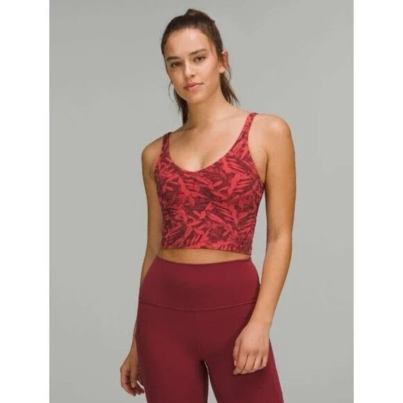 (B3)Lululemon Align Tank Cropped Top Sz 6 Built-in-Bra Spray Leaf Firrside Red - Picture 1 of 11
